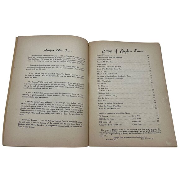 Treasure Chest Of Stephen Foster Songs 1940 Songbook Piano Voice Illustrated - Picture 4 of 8